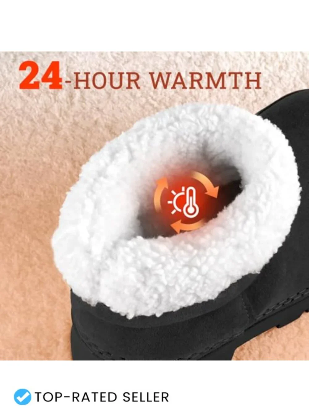 Faux Fur Lined Waterproof Ankle Boots Non Slip Winter Snow Booties